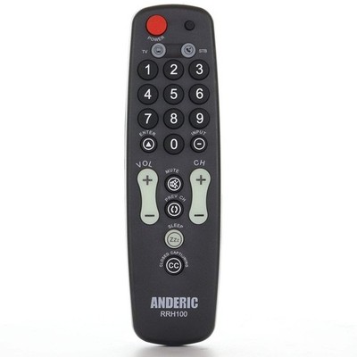 Anderic RRH100 2-Device Universal Remote Control for Hospitality TVs and Cable/S