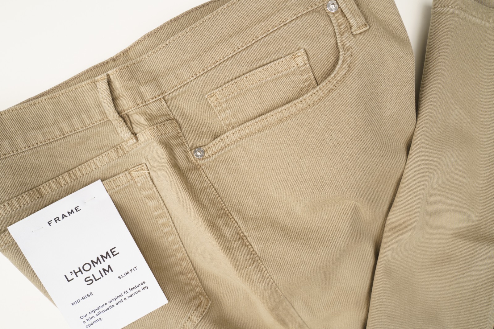 FRAME L'Homme Slim Light Brown Jeans Slim Faded Stretch Denim Cotton Mid-Rise 40