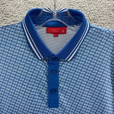Redvanly Polo Shirt Mens Large L Blue Geometric Outdoor Golf Performance Polo