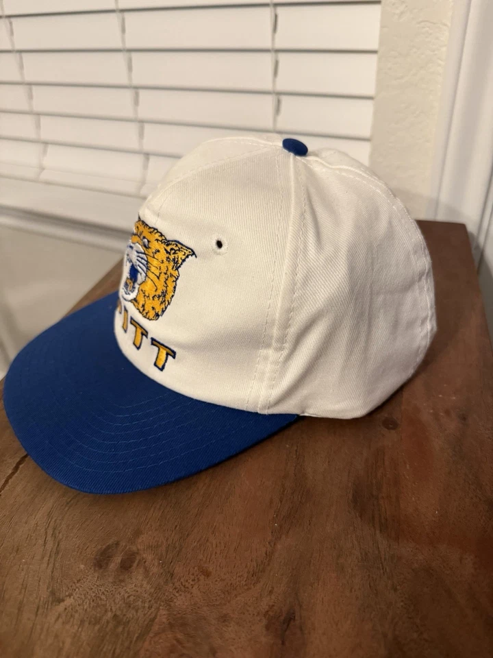 Vintage Pitt Panthers Pittsburgh Retro Logo Twins Brand Snapback Hat CAP - Image 3 of 4