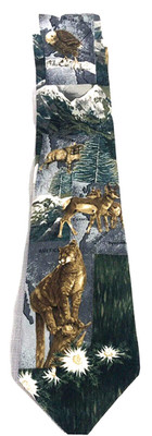 Endangered Species Neck Tie Cheetah Eagle North American Kingdom Silk Deer Sheep