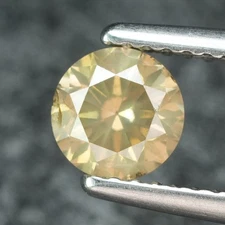 0.70 Ct Rare! 100% Natural No Treated SI-2 Top Round Fancy Green Yellow Diamond