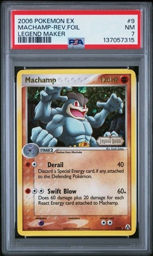 2006 POKEMON EX LEGEND MAKER #9 MACHAMP-REVERSE FOIL PSA 7