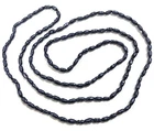 36" Strand Vintage Genuine Freshwater Pearl Dark Navy Blue Dyed Rice Beads D282