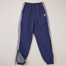 Vtg Adidas 3-Stripe Lined Windbreaker Track Pants Men L Ankle Zip Blue 90s Y2K