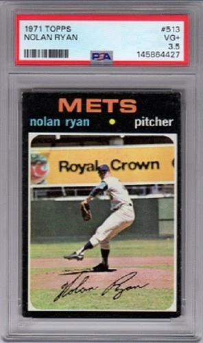 1971 Nolan Ryan Topps Baseball Card #513 Graded PSA 3.5 Very Good+ (VG+)