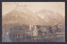 Vintage postcard Romania Busteni church and mountains 1912