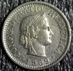 1969 Swiss 10 Rappen Foreign World Coin KM#27 (z1268)
