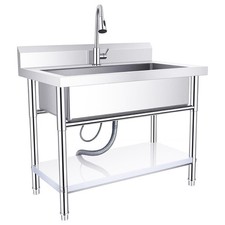 40" Utility Sink Stainless Steel Laundry Sink Kitchen Sink with Rotating Faucet