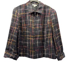 Coldwater Creek Womens Jacket PXL 18 Colorful Tweed Long Sleeves Lined Zipper