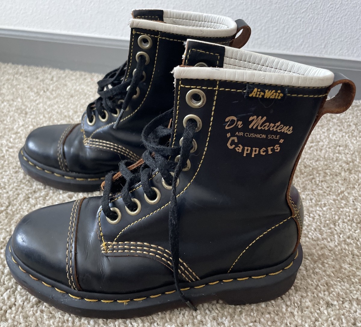 Doc Martens Cappers Air Wair Military Style Boots Black Leather