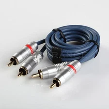 3FT METAL BODY GOLD PLATED Dual RCA Male to Male Audio Cable No Noise Free Shipp
