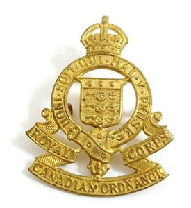 WW1 Royal Canadian Ordnance Corps cap insignia badge 2" tall