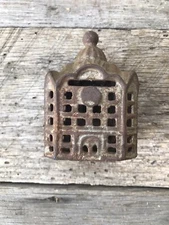 Antique VTG Cast Iron Still Bank Coin / Penny Small Domed Building AC Williams
