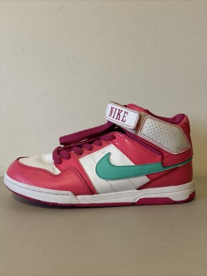 NIKE MOGAN MID 2 Girls Skateboarding Shoes Sz 5Y Pink Mint White 442446-636