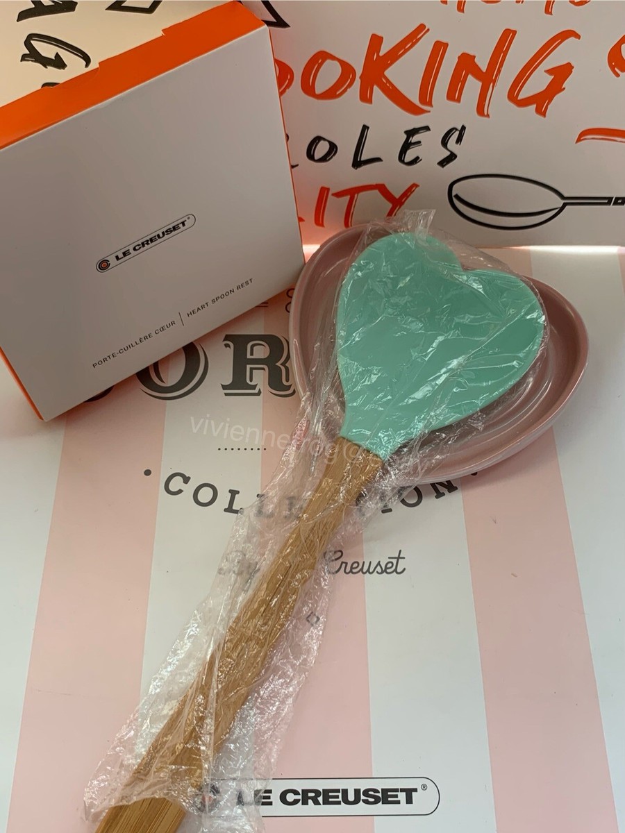 LE CREUSET SATIN PINK HEART SHAPED SPOONREST SPOON REST STONEWARE