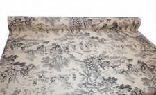 Festin Toile Curtain Fabric Black Country Rural Vintage French Upholstery