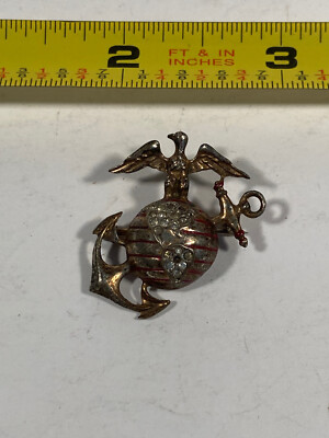 Vtg WWII Sterling USMC US Marine Corp Sweetheart Pin TRIFARI Eagle ...