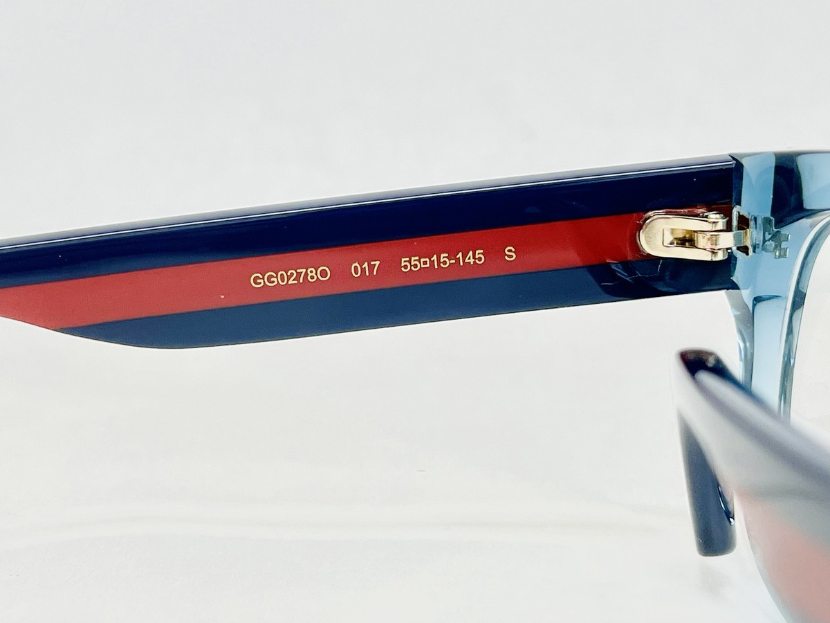 専用　GUCCI サングラス GUCCI Authentic 0278 Transparent Blue Red Stripe Eyeglasses