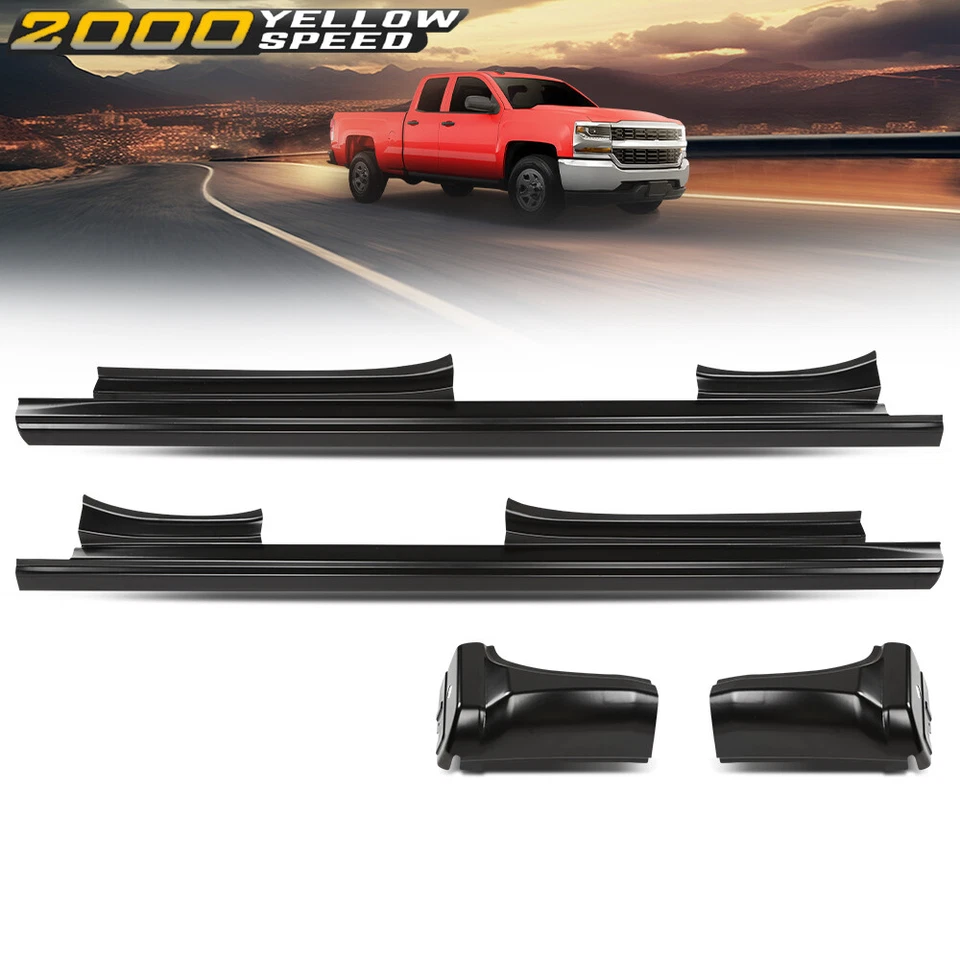 Fit For 14-18 Chevy Silverado GMC Sierra Double Cab Rocker Panels & Cab Corners - Image 2 of 4