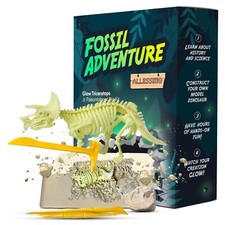Triceratops Block Dig Kit Glow in the Dark with 3 Tools Jr. Paleontologist