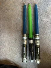 Lot Of 3 Star Wars Electronic Lightsaber Hasbro 2014 Green 1 And Blue 2 Used