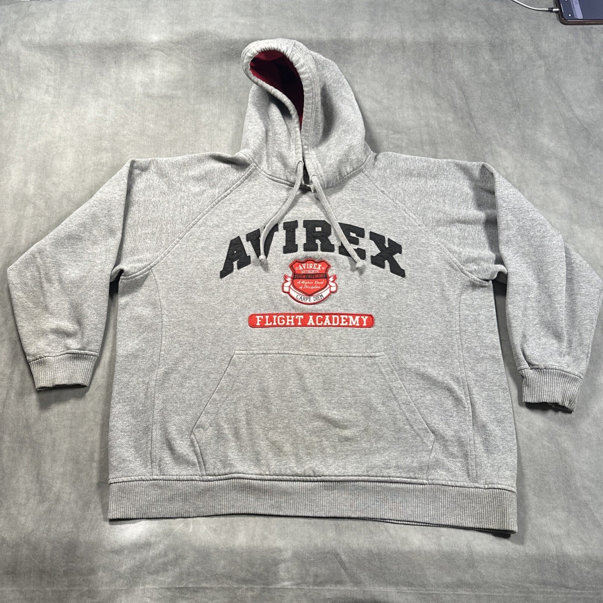 Vintage Avirex Hooded Sweatshirt Men Size XL Flight Academy Pull Over Hoodie Y2K View 2