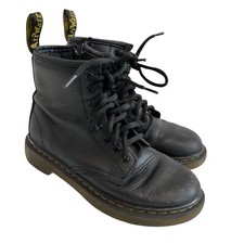 Dr Martens 1460 J Boots kids size 1 black leather lace up zipper combat docs doc