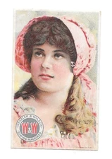 Victorian Trade Card WHEELER & WILSON SEWING MACHINES girl in pink