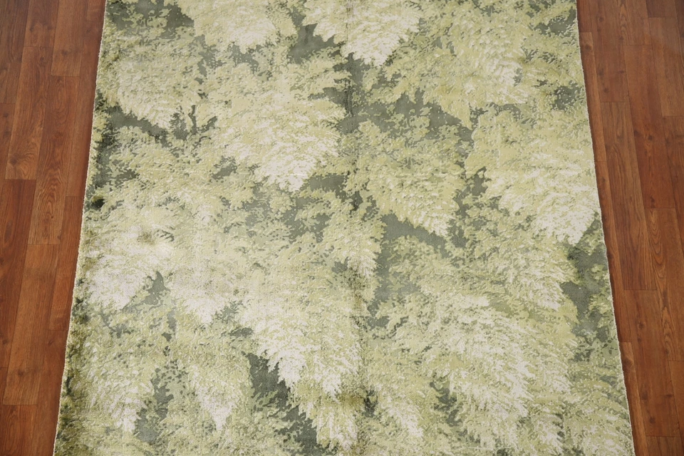 Nature Print Abstract Indian Handmade Oriental Area Rug 5'x7' Contemporary Rug - Image 3 of 4