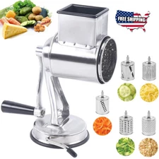 Rotary Cheese Grater Hand Drum Slicer Crank Vegetable Chopper Stainless Steel US