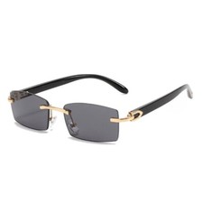 Sunglasses Hip Hop Migos Rimless Square Frame Black Lens New