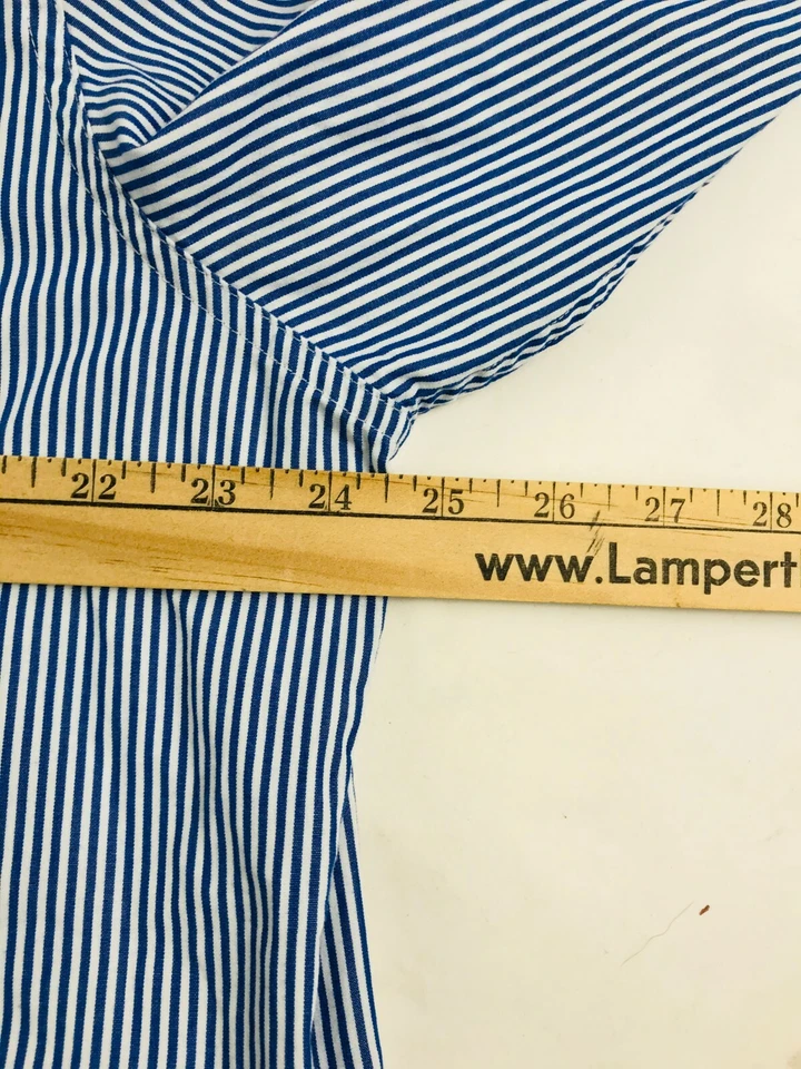 Camisa Chaps Para Hombre Talla XL Azul Blanco Rayas Manga Larga con Bolsillo Abotonado Foto 3 de 4