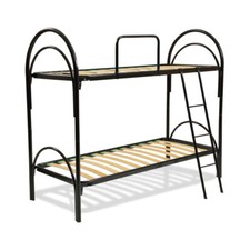 Letto a castello con telaio in acciaio, salvaspazio e scomponibile 80x190cm nero
