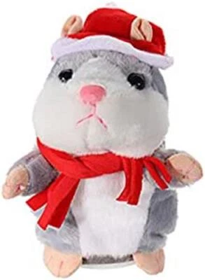 FANTIC Talking Hamster Cute Xmas Gift Plush Toy Pet Chat Record Plush Toys Grey Colour