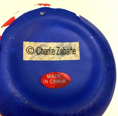 Set Of 2 Charlie Zabarte Funky Snowman Ceramic Candle Jars Christmas Blue & Red - Picture 5 of 12