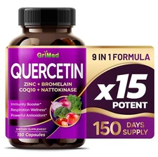 Quercetin Supplement with Zinc Bromelain CoQ10 Nattokinase Immunity Boost