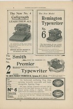1895 Vintage Typewriter Ads Smith Premier + No 4 Caligraph + Remington No 6 thumbnail