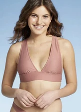 Xhilaration Bikini Top Women’s S Small Textured Tall Triangle Mauve Purple New