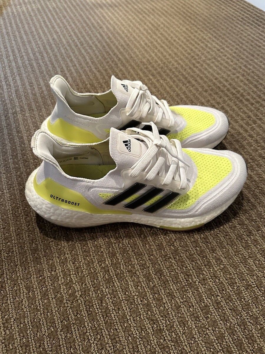 Size 9 - Adidas UltraBoost 21 White Solar Yellow | eBay