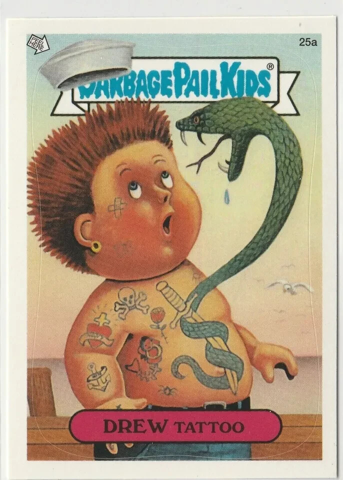 Drew Tattoo #25a Garbage Pail Kids GPK Sailor Snake Tattoo 2003 Series 1