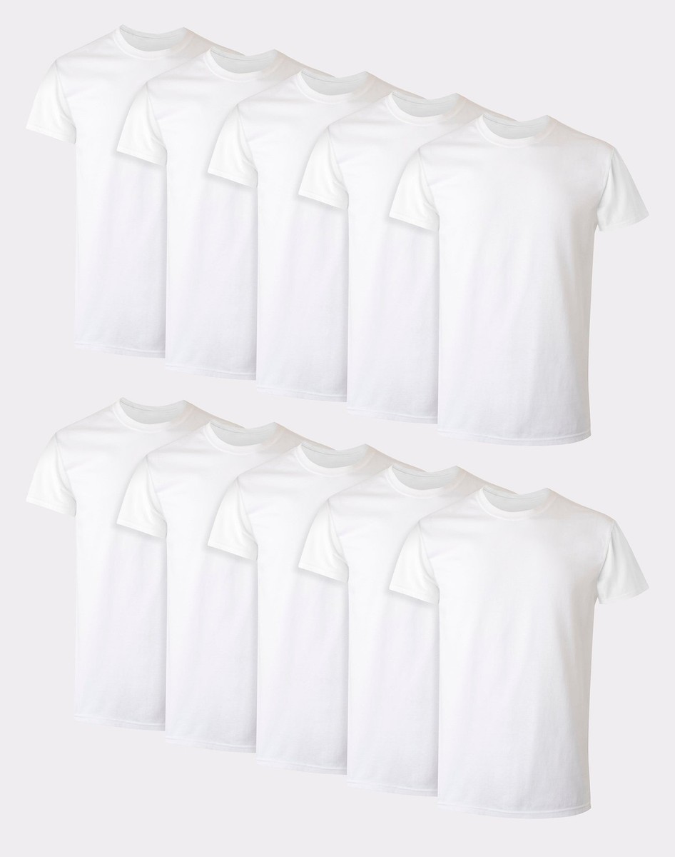 Hanes 10-Pack Men Tee T-Shirt ComfortSoft White Crewneck Undershirt Short  Sleeve