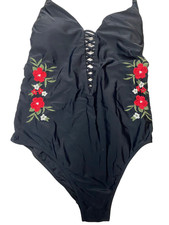 Hollister Badeanzug Damen Gr. L Schwarz mit B...