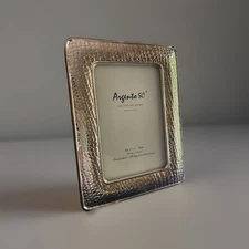 Argento SC by Sicura Crocodile Picture Frame Fine Sterling Silver 4”x6” Photo