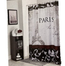 Paris Themed Eiffel Tower Bathroom Shower Curtain 72 x 72 Brand-new