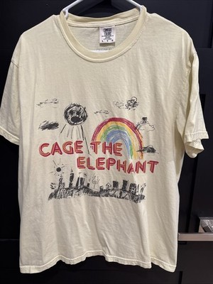 Cage The Elephant Yellow 2024 Tour Shirt Rainbow Crayon Large