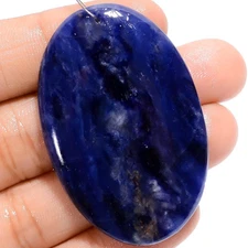 Natural Sodalite Oval Shape Cabochon Drilled Gemstone 61 Ct. 37X31X4 mm A-26248