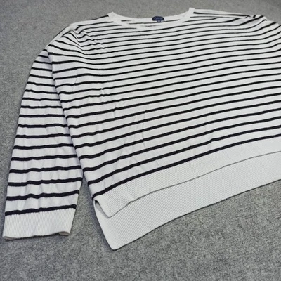 Pull Femme Darling-Harbour Taille XXL Rayé Blanc Noir Viscose Tricoté Hi-Low - Photo 1/4