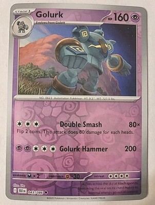 Golurk Pokemon Card 043/086 Sv: Black Bolt Holo HP 160 Collectors Gamers 