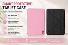 iPad 10th Gen 10.9" Case Foldable Multi-Angle Stand Protective Cover Pink Black